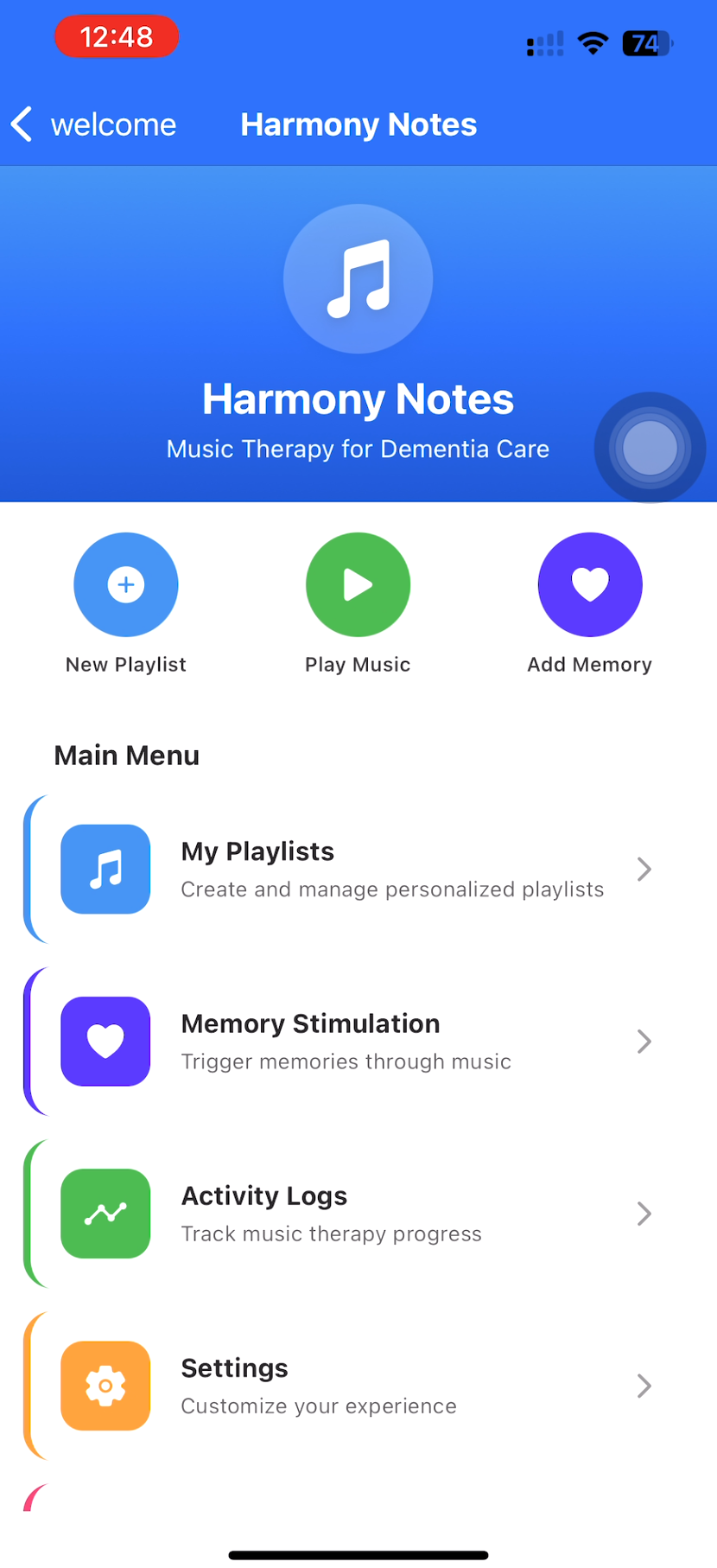 Music Therapy Dementia App